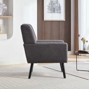 English Elm Modern Pu Leather Ergonomic Accent Chair with Padded Arms and Matte Black Legs Grey W676P172469