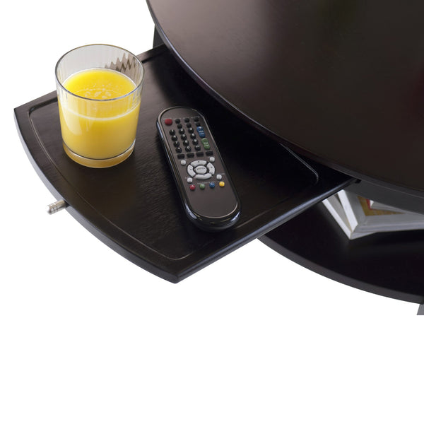 Winsome Wood Amelia Round Espresso Coffee Table With Removable Pull-out Tray & Ample Storage Shelf Space Espresso Solid Wood 92232-winsome-wood