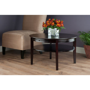 Winsome Wood Amelia Round Espresso Coffee Table With Removable Pull-out Tray & Ample Storage Shelf Space Espresso Solid Wood 92232-winsome-wood