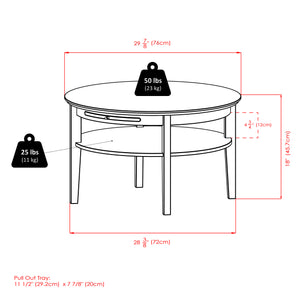 Winsome Wood Amelia Round Espresso Coffee Table With Removable Pull-out Tray & Ample Storage Shelf Space Espresso Solid Wood 92232-winsome-wood