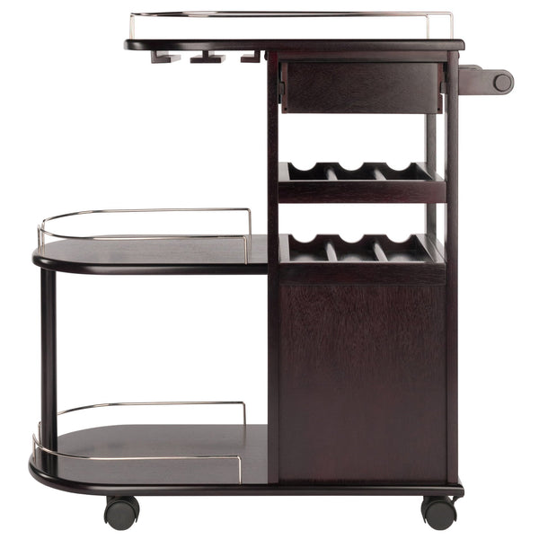 Winsome Wood Jimmy Entertainment Cart - Stylish Espresso Bar Cart With Wine Storage, Glass Holder & Wheels Espresso Solid ,Composite Wood 92235-winsome-wood