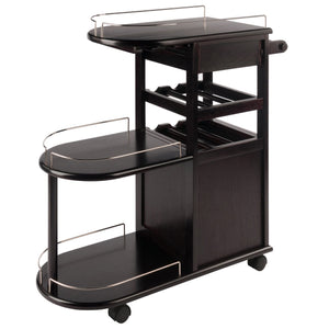 Winsome Wood Jimmy Entertainment Cart - Stylish Espresso Bar Cart With Wine Storage, Glass Holder & Wheels Espresso Solid ,Composite Wood 92235-winsome-wood