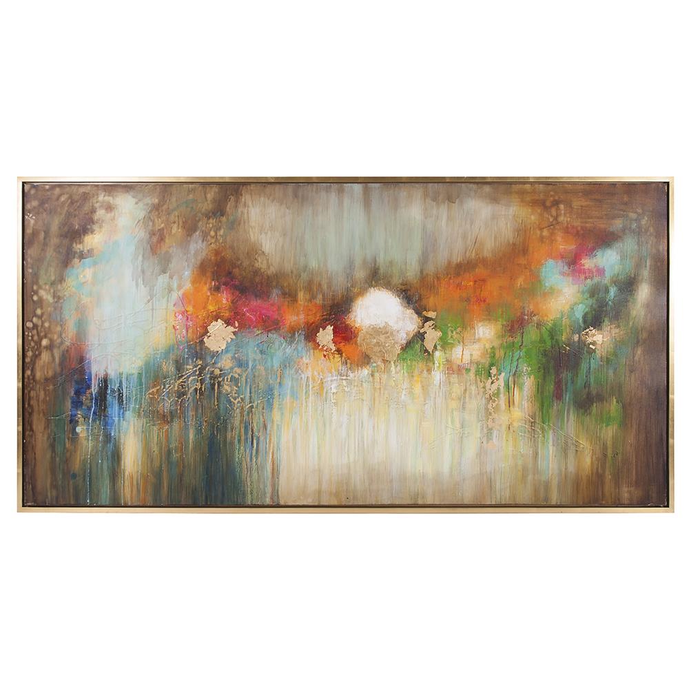 Howard Elliott Illusion Hand Painted Canvas Wall Art - Vivid Colors In Gold Leaf Frame, Ready To Hang, Unique Decor Brown Canvas ,Wood 92237-howard-elliott