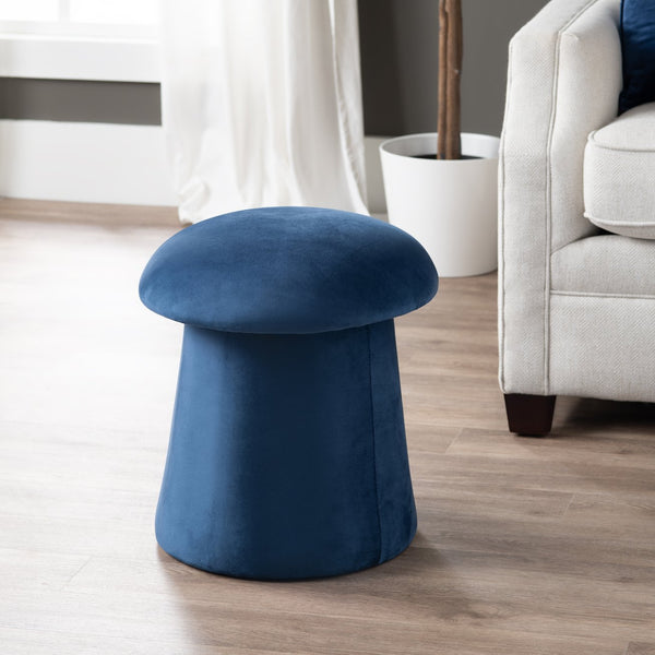 Crestview Collection Modern Velvet Ottoman: Stylish Mushroom-inspired Accent With Hidden Storage For Chic Living Spaces Navy Solid Wood Evfzr3907blu