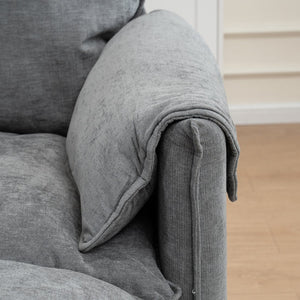 English Elm Convertible Convertible sofa with storage footstools, compact U-shaped 2-seater for small spaces, durable fabric comfort Gray W2012P252429