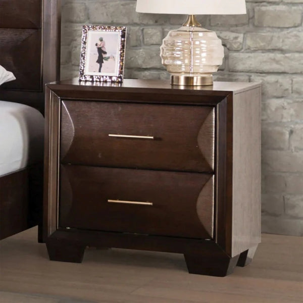 English Elm Transitional Solid Wood Nightstand with Dovetail Drawers and Felt Lining for Bedroom Espresso B2741P435296
