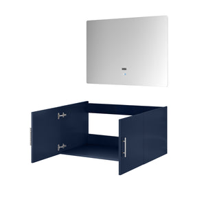 English Elm Navy Blue Bath Vanity Set With 36" Led Mirror - Modern Style, Ample Storage & Easy Installation! B2731S00534