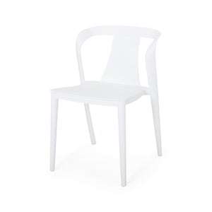 English Elm Christopher Knight Home® - ORCHID Weather-Resistant Outdoor Chair with Curved Backrest, Durable Polypropylene Blend for Patio Comfort White 32.5 L x 24 W x 20.5 H 68373.00WHI
