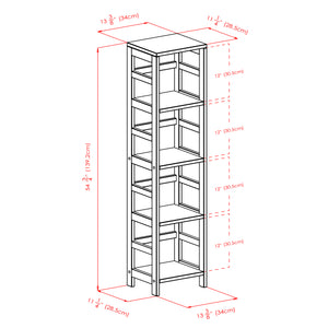 Winsome Wood Capri 5-piece Narrow Storage Shelf With 4 Foldable Baskets – Stylish Organization For Every Room! Espresso Solid Wood 92241-winsome-wood