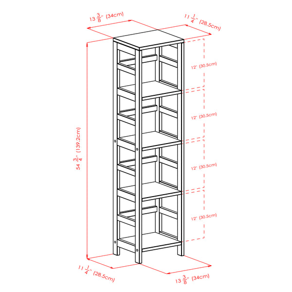 Winsome Wood Capri 5-piece Narrow Storage Shelf With 4 Foldable Baskets – Stylish Organization For Every Room! Espresso Solid Wood 92241-winsome-wood