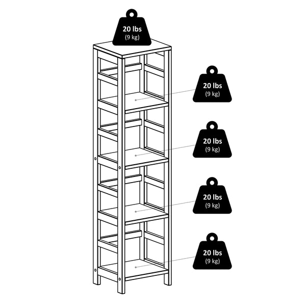 Winsome Wood Capri 5-piece Narrow Storage Shelf With 4 Foldable Baskets – Stylish Organization For Every Room! Espresso Solid Wood 92241-winsome-wood