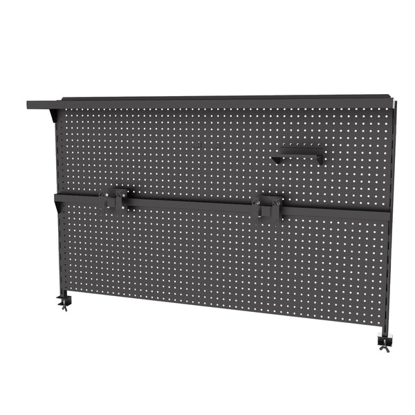 English Elm Metal Pegboard Workstation Organizer Dual Monitor Arms Powder Coated Steel Gaming Desk Black W2700P346780