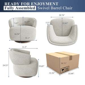 English Elm Wivel Oversized Swivel Barrel Accent Chair with 360 Degree Base for Living Room Beige B082P232937