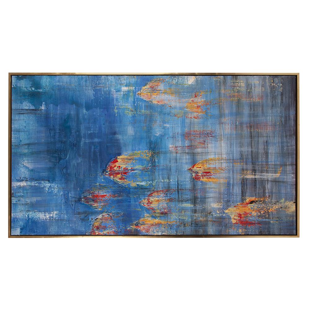 Howard Elliott Caribbean Sea #2 Hand Painted Canvas Art - Vibrant Underwater Scene With Gold Leaf Frame, Ready To Hang Blue Canvas ,Wood 92251-howard-elliott