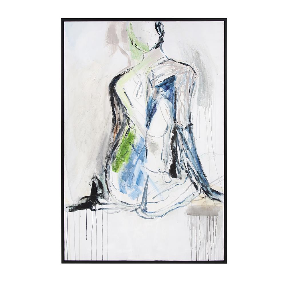 Howard Elliott Glamour Pose Hand Painted Canvas Art - Elegant Abstract Feminine Form In Soft Colors & Texture Gray Canvas ,Wood 92255-howard-elliott