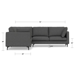 English Elm Ava Handcrafted Mid-Century Corner Sectional Sofa with Eco Performance Fabric, Seats 5 Comfortably Gray B136P199286