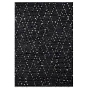 Capel Rugs Geometrics Hand-woven 100% Wool Rug From India – Luxurious Comfort With Stunning Geometric Designs Black Ivory, Ivory 100% Wool 9226rs05000800375