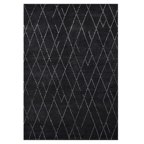 Capel Rugs Geometrics Hand-woven 100% Wool Rug From India – Luxurious Comfort With Stunning Geometric Designs Black Ivory, Ivory 100% Wool 9226rs05000800375