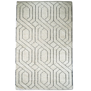 Capel Rugs Geometrics Hand-woven 100% Wool Rug From India – Luxurious Comfort With Stunning Geometric Designs Ivory Black, Black 100% Wool 9226rs07090909630