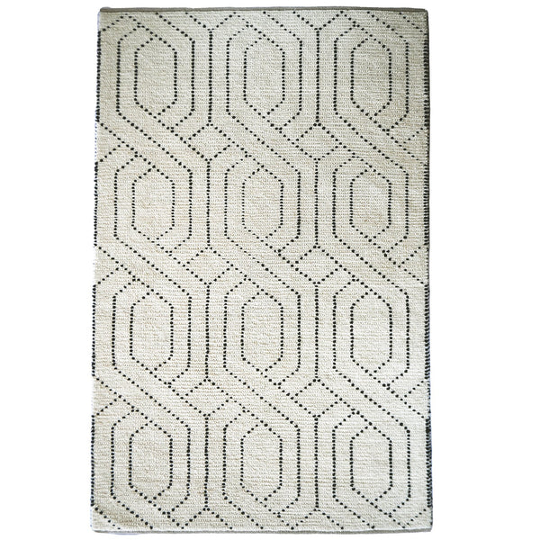 Capel Rugs Geometrics Hand-woven 100% Wool Rug From India – Luxurious Comfort With Stunning Geometric Designs Ivory Black, Black 100% Wool 9226rs07090909630