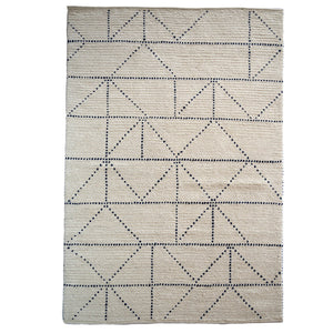 Capel Rugs Geometrics Hand-woven 100% Wool Rug From India – Luxurious Comfort With Stunning Geometric Designs Ivory Navy, Blue 100% Wool 9226rs09001200640