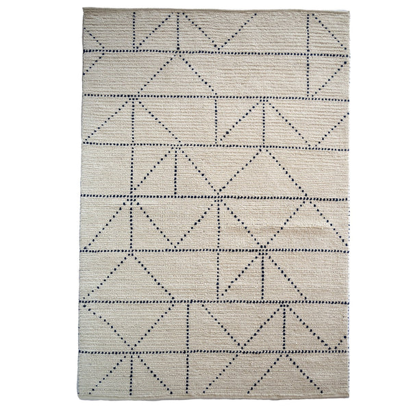 Capel Rugs Geometrics Hand-woven 100% Wool Rug From India – Luxurious Comfort With Stunning Geometric Designs Ivory Navy, Blue 100% Wool 9226rs09001200640