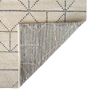 Capel Rugs Geometrics Hand-woven 100% Wool Rug From India – Luxurious Comfort With Stunning Geometric Designs Ivory Navy, Blue 100% Wool 9226rs09001200640