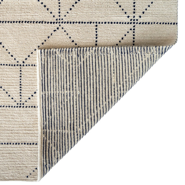 Capel Rugs Geometrics Hand-woven 100% Wool Rug From India – Luxurious Comfort With Stunning Geometric Designs Ivory Navy, Blue 100% Wool 9226rs09001200640