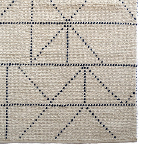 Capel Rugs Geometrics Hand-woven 100% Wool Rug From India – Luxurious Comfort With Stunning Geometric Designs Ivory Navy, Blue 100% Wool 9226rs09001200640