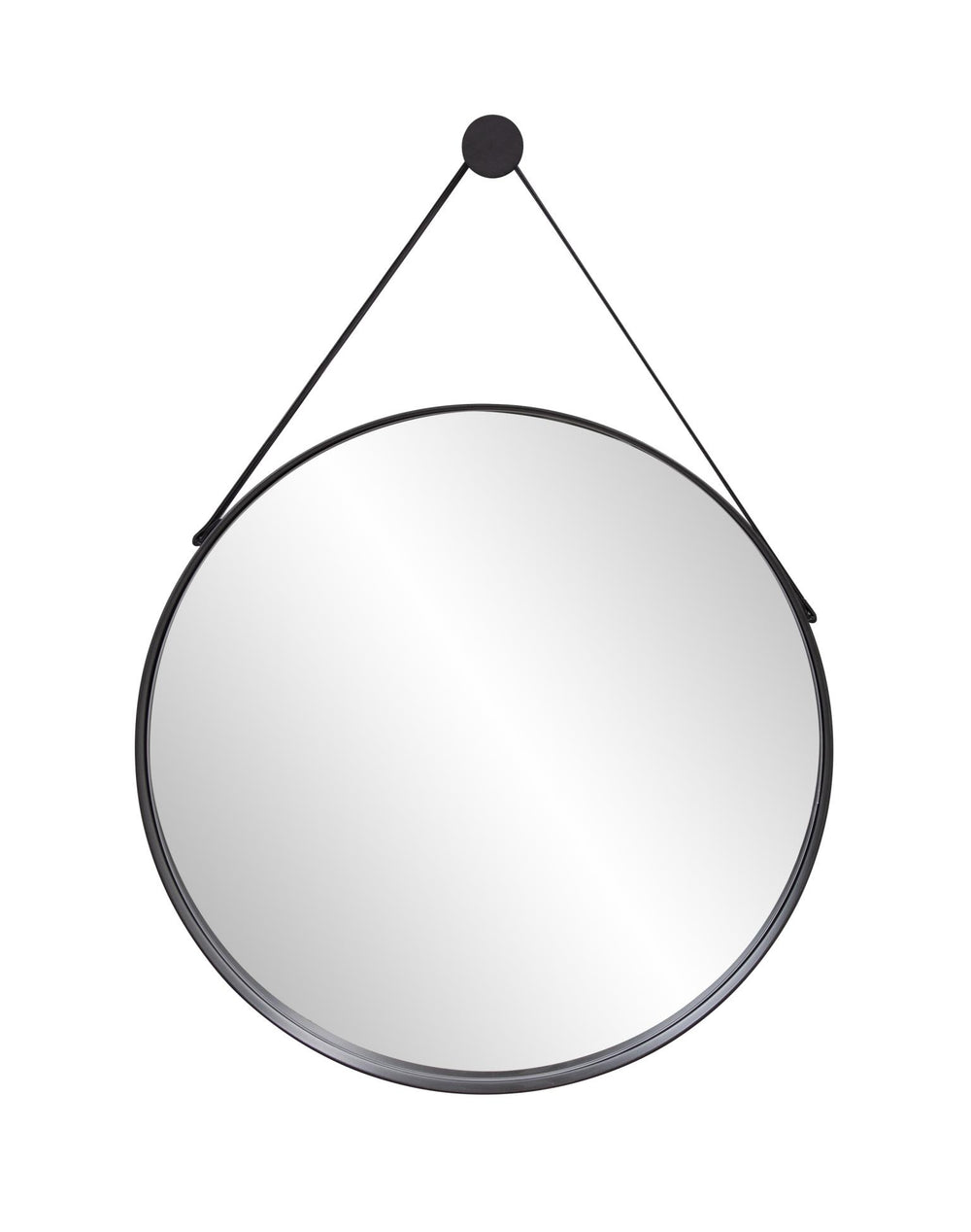 Howard Elliott Huntley Mirror - Stylish Round Stainless Steel With Leather Strap, Perfect For Home Décor & Adventure Black Metal 92267-howard-elliott