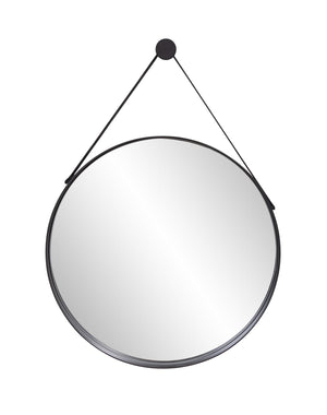 Howard Elliott Huntley Mirror - Stylish Round Stainless Steel With Leather Strap, Perfect For Home Décor & Adventure Black Metal 92267-howard-elliott