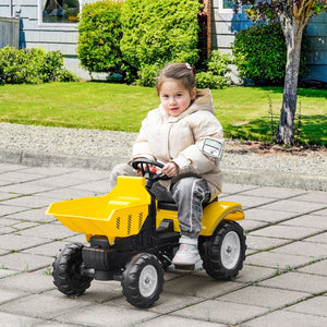 English Elm Aosom Kids Pedal Excavator Toy with Scooping Bucket and Rear Hitch for Ages 3 to 6 W2225P217061