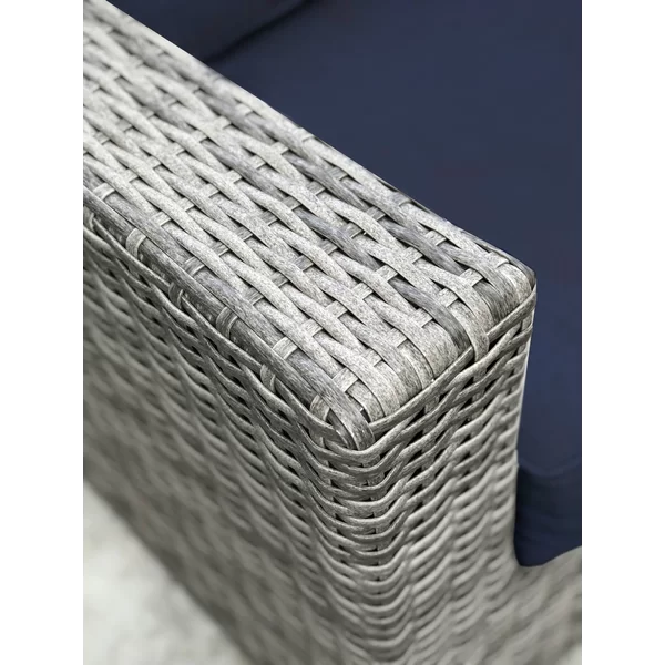 English Elm Wicker Club Chair with Sunbrella Cushions in Mixed Gray Wicker, Aluminum Frame, Weatherproof Comfort B120S00005