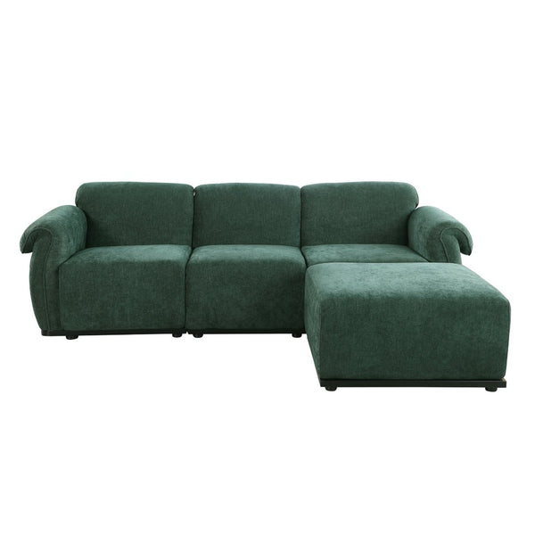 English Elm 102 Inch Linen Modular Sectional Sofa with Hidden Storage and Cloud Cushion Comfort Green W1099S00198