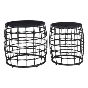 OSP Home Furnishings Cambria Drum Nesting Tables 2 Piece Black