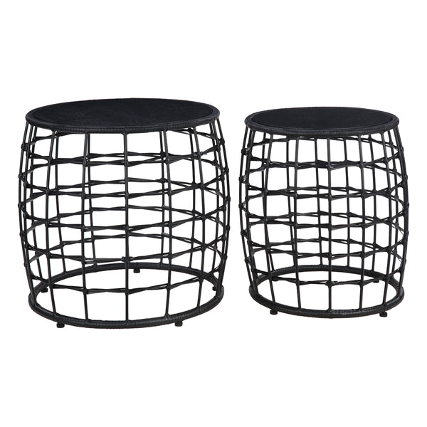 OSP Home Furnishings Cambria Drum Nesting Tables 2 Piece Black