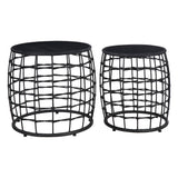 OSP Home Furnishings Cambria Drum Nesting Tables 2 Piece Black