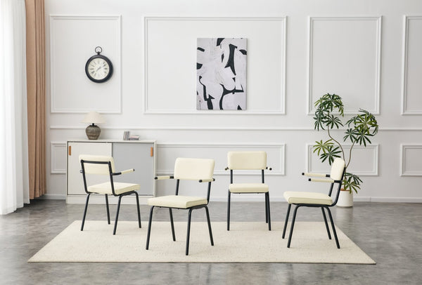 English Elm Dining Chairs Set of 2 Velvet Upholstered with Hangable Arms and Metal Legs W3493P449277