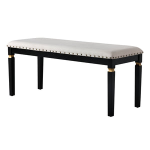 English Elm 6-Piece Kitchen Dining Set with 60" Rectangular Table, Tufted High-Back Chairs & Bench, Durable Wood Black N752S001080B