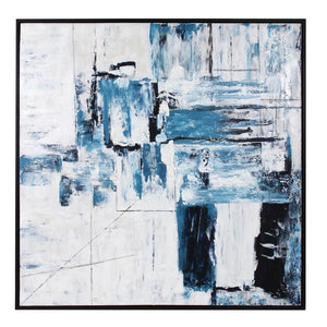 Howard Elliott Window Frost Hand Painted Canvas Art - Unique Textured Icy Scene In Floating Black Frame, Ready To Hang Blue Canvas ,Wood 92277-howard-elliott