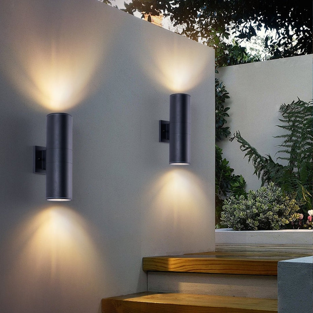English Elm 12in Matte Black Aluminum Outdoor Wall Sconces up Down Lighting for Porch Patio Set of 4 W2312P416008
