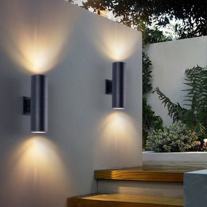 English Elm 12in Matte Black Aluminum Outdoor Wall Sconces up Down Lighting for Porch Patio Set of 4 W2312P416008
