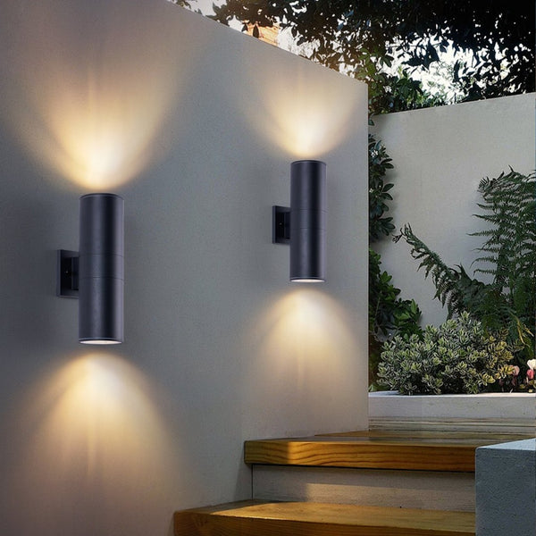 English Elm 12in Matte Black Aluminum Outdoor Wall Sconces up Down Lighting for Porch Patio Set of 4 W2312P416008
