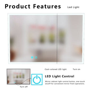 English Elm Led Aluminum Double Door Medicine Cabinet Anti Fog Mirror Bathroom Wall Mount W3083P373519