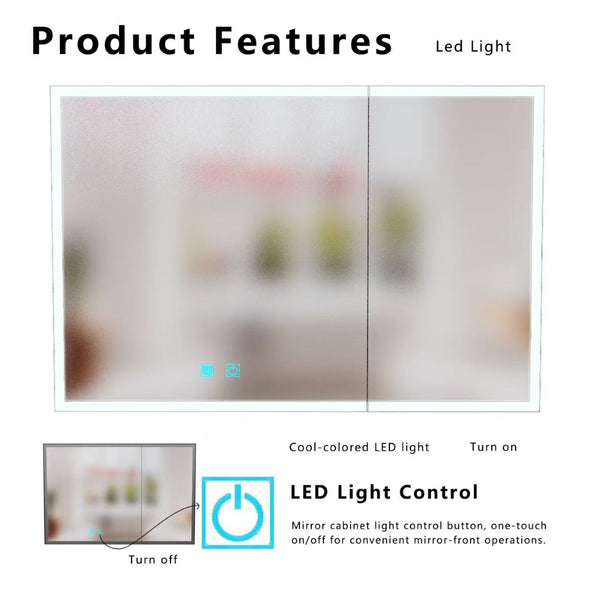 English Elm Led Aluminum Double Door Medicine Cabinet Anti Fog Mirror Bathroom Wall Mount W3083P373519