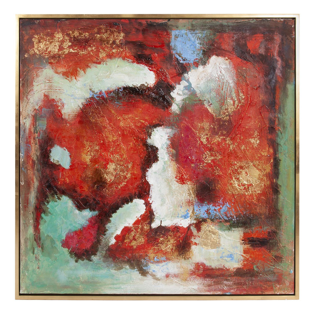 Howard Elliott Love Hand Painted Canvas Wall Art – Vibrant Floral Design In Gold Leaf Frame, Ready To Hang Decor Red Canvas ,Wood 92286-howard-elliott