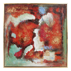 Howard Elliott Love Hand Painted Canvas Wall Art – Vibrant Floral Design In Gold Leaf Frame, Ready To Hang Decor Red Canvas ,Wood 92286-howard-elliott