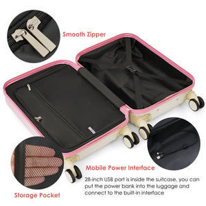 English Elm Luggage Hard Shell 3 Piece Set with Usb Port Spinner Wheels and Front Access Panel N726P197971P
