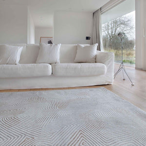 Louis de Poortere Meditation Collection Coral Reef Inspired Area Rug Soft Woven Accent for Serene Interiors Oyster White 7'9 x 11'2 120115