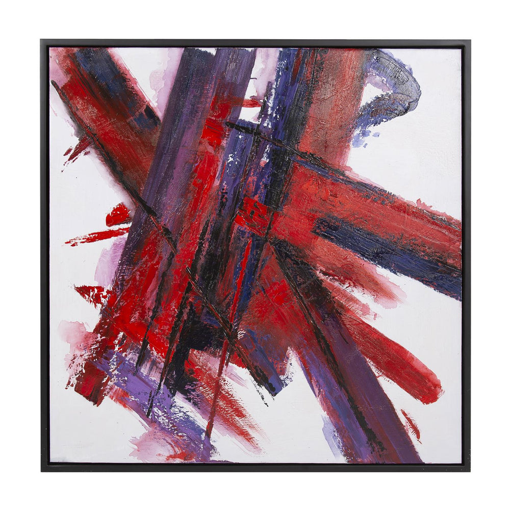 Howard Elliott Hotter Hand Painted Canvas Wall Art - Abstract Vibrant Red & Black Design, Ready To Hang Decor Red Canvas ,Wood 92298-howard-elliott